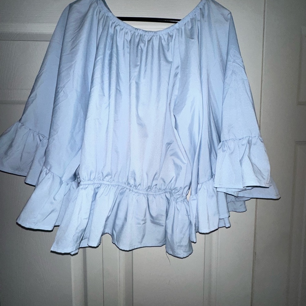Forever 21 Light Blue Ruffle Blouse - Picture 2 of 3